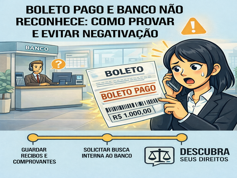 Boleto pago e banco não reconhece: como provar e evitar negativação