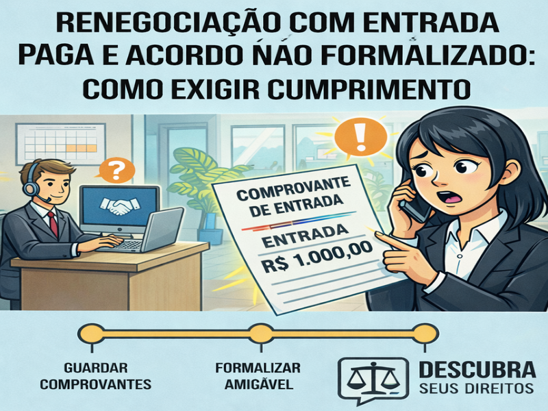 Renegociação com entrada paga e acordo não formalizado: como exigir cumprimento