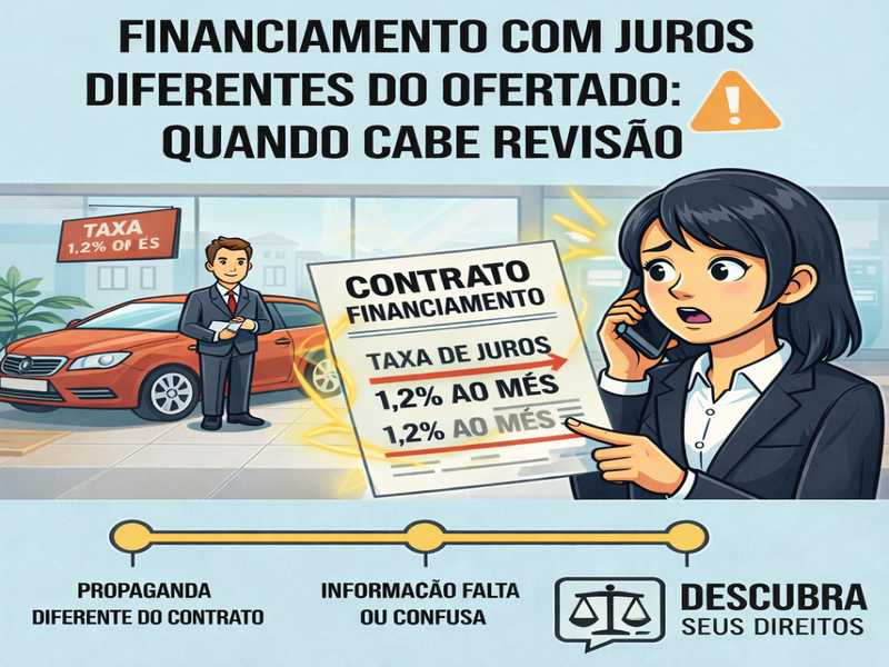 Financiamento com juros diferentes do ofertado: quando cabe revisão