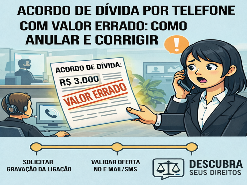 Acordo de dívida por telefone com valor errado: como anular e corrigir