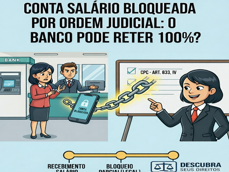 Conta salário bloqueada por ordem judicial: o banco pode reter 100%?