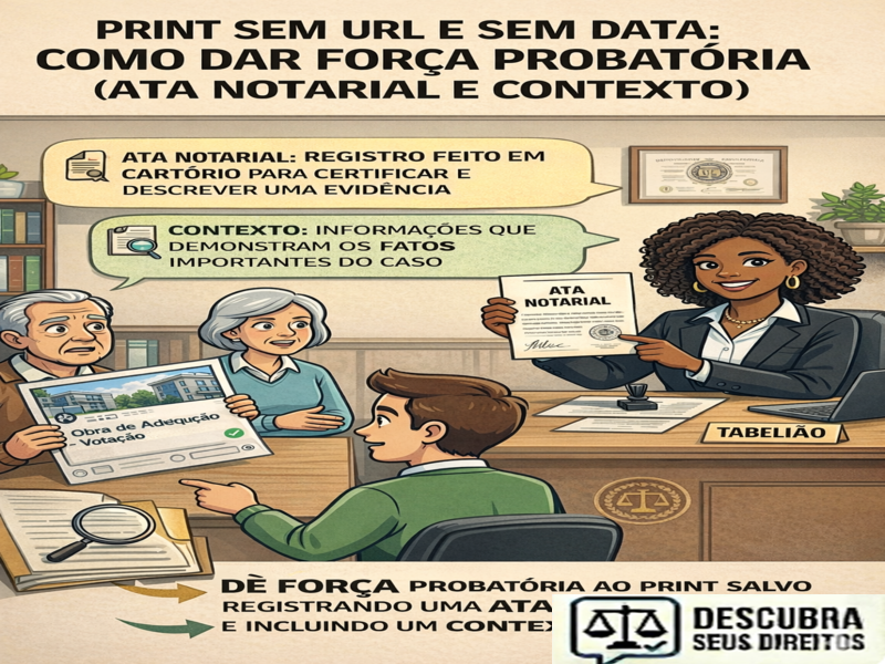 Print sem URL e sem data: como dar força probatória (ata notarial e contexto)