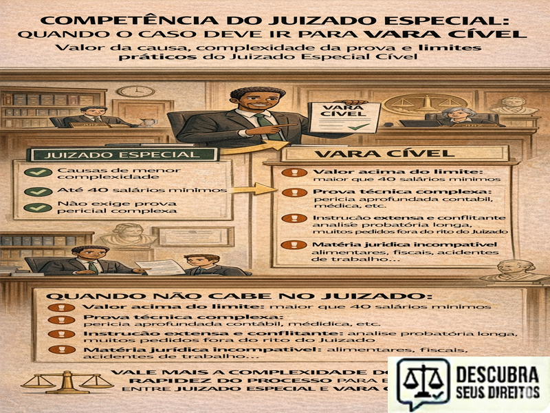 Competência do Juizado Especial: quando o caso deve ir para Vara Cível