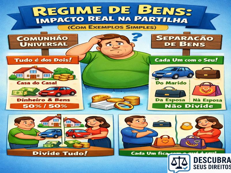 Regime de bens: impacto real na partilha (com exemplos simples)
