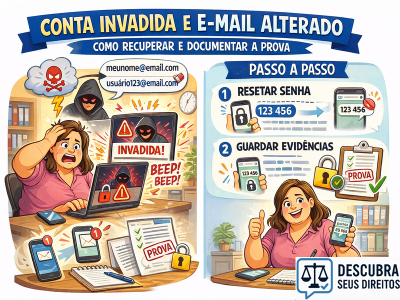 Conta invadida e e-mail alterado: como recuperar e documentar a prova