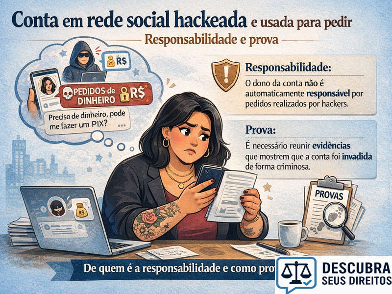 Conta em rede social hackeada e usada para pedir dinheiro: responsabilidade e prova