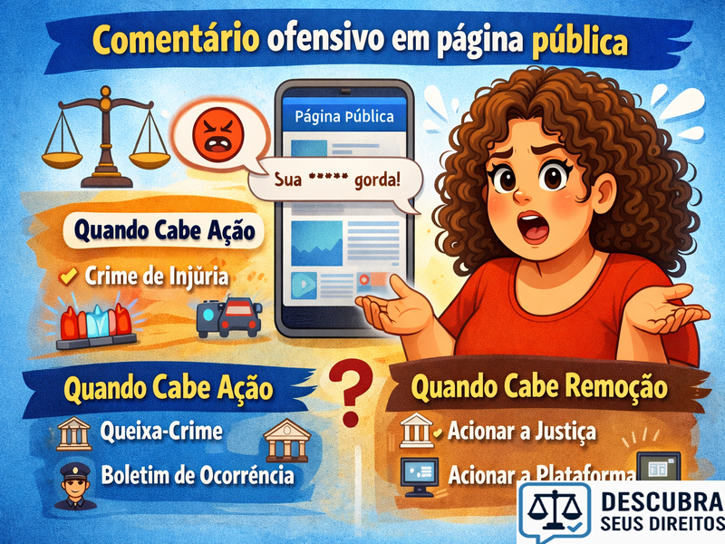 Comentário ofensivo em página pública: quando cabe ação e remoção