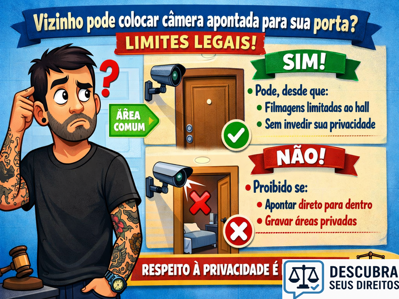 Vizinho pode colocar câmera apontada para sua porta?