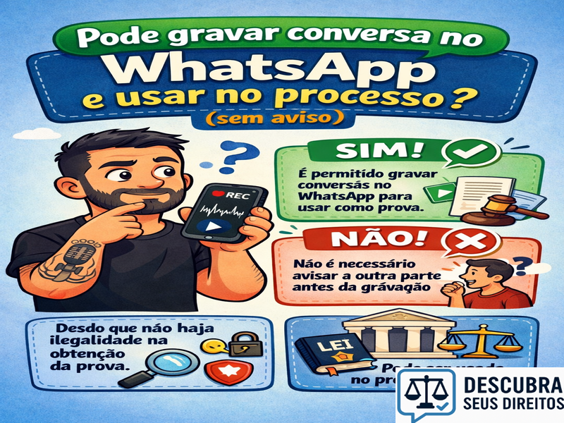 Pode gravar conversa no WhatsApp e usar no processo? (sem aviso)