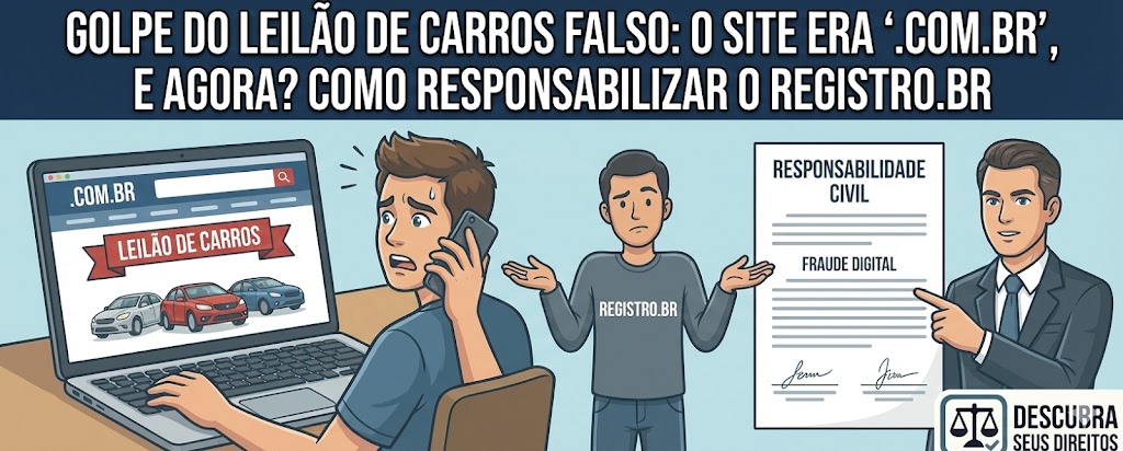 Golpe do leilão de carros falso: o site era “.com.br” — e agora? Como responsabilizar o Registro.br